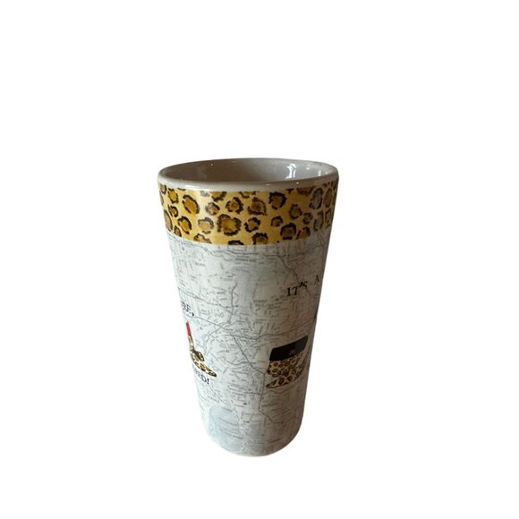 Ceramic Jungle-Themed Mug With Leopard Print & Map Design - Picture 5 of 13